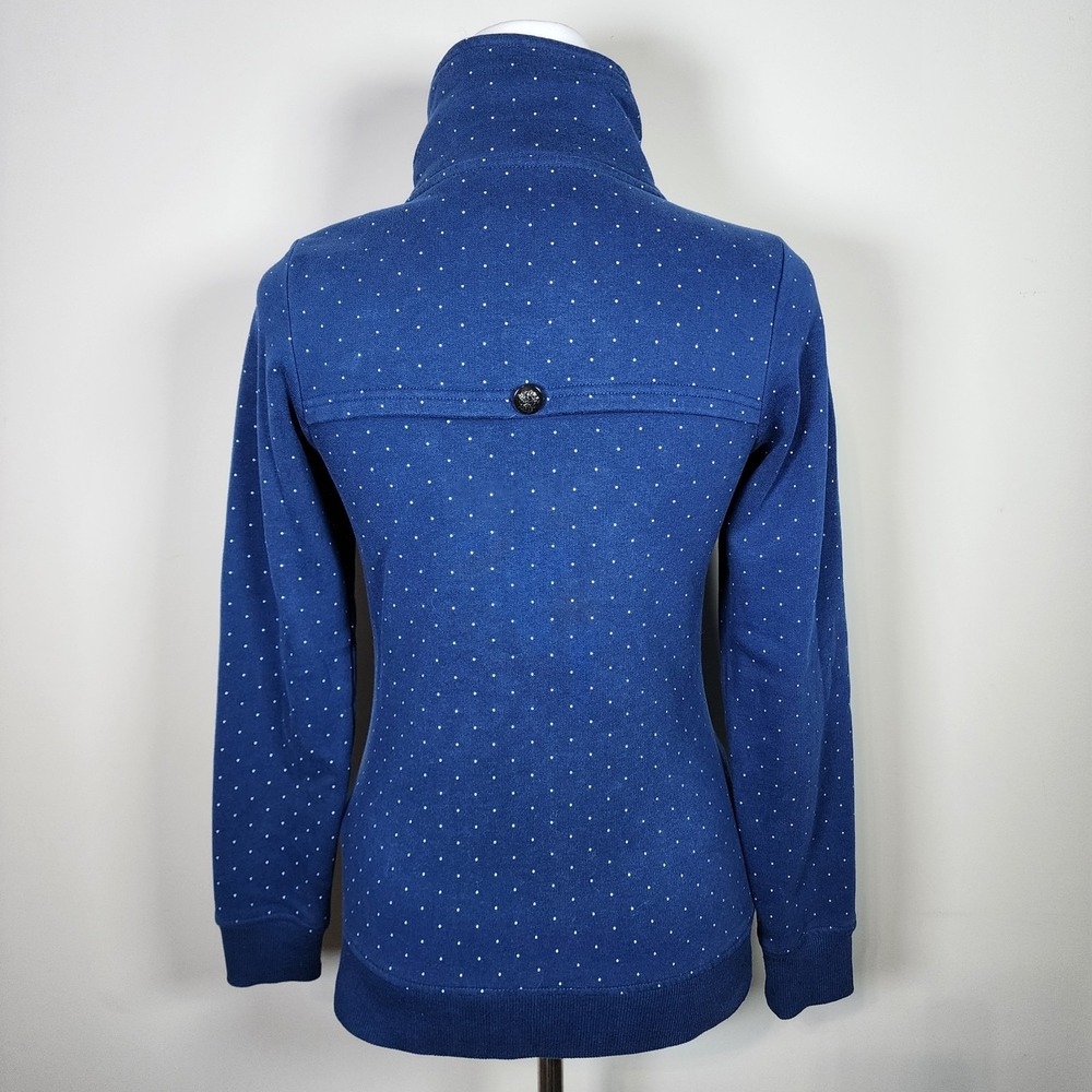 TWIK Sweatshirt Jacket Womens XS Navy Polkadot Jersey Preppy Full Zip Military - Picture 4 of 13